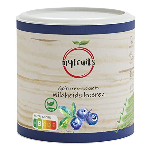 myfruits Wildheidelbeeren, gefriergetrocknete Blaubeeren, 70g, ohne Zusätze, 100% wilde Heidelbeeren, Gefriergetrocknete Früchte und Trockenfrüchte von myfruits