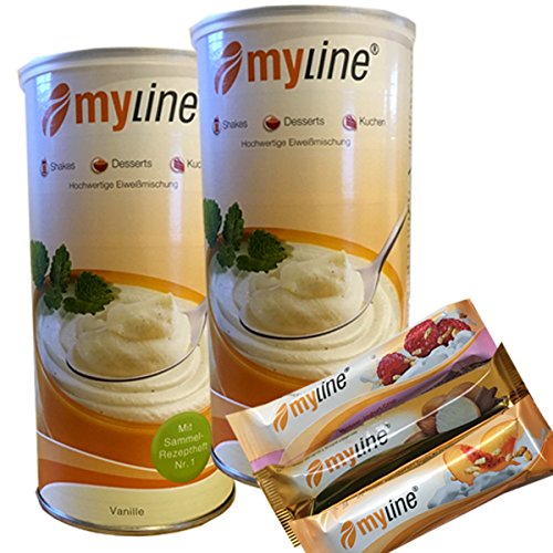 Inko Myline Eiweiß , Vanille, 2er Pack (2 x 400g Dose) Mylineaktion 2019 + 3 Myline Riegel gratis von myline