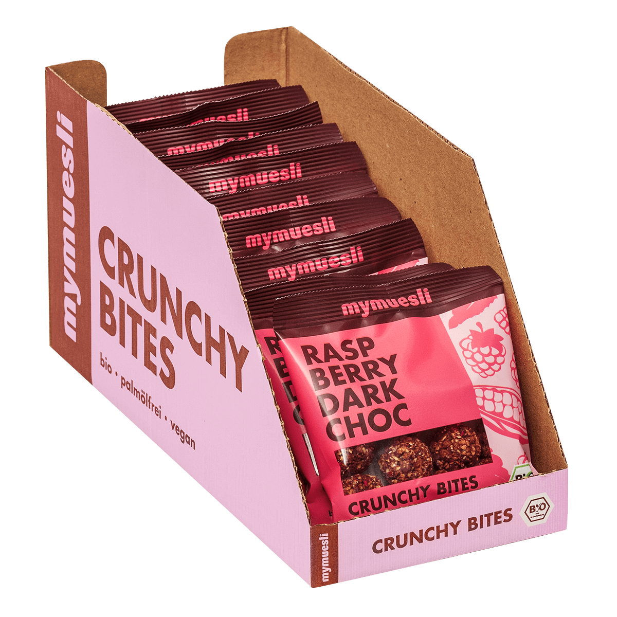 Raspberry Dark Choc Crunchy Bites 10er Tray Raspberry Dark Choc Crunchy Bites 10er Tray von mymuesli