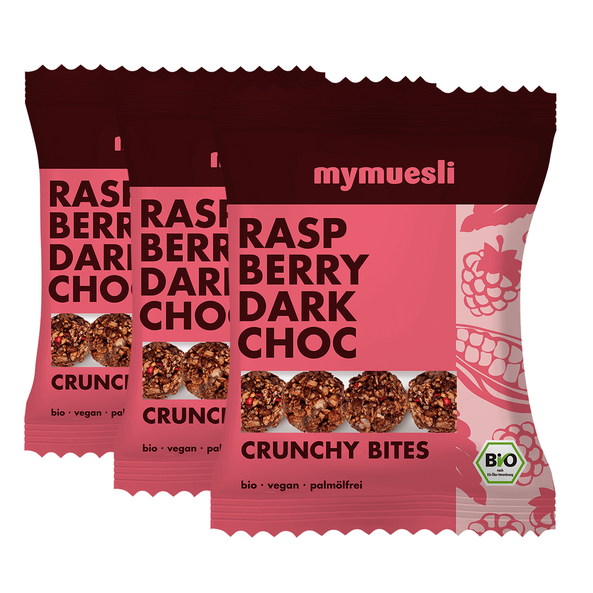 Raspberry Dark Choc Crunchy Bites 3er Paket Raspberry Dark Choc Crunchy Bites 3er Paket von mymuesli