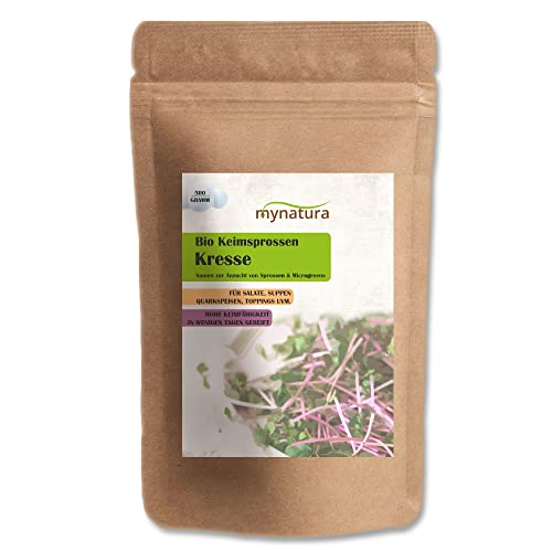 mynatura Bio Kresse Keimsprossen Gemüse | Garten | Sprossen | Keime | Keimling | keimen | gesunde Ernährung | vegan und vegetarisch (1x500g) von mynatura