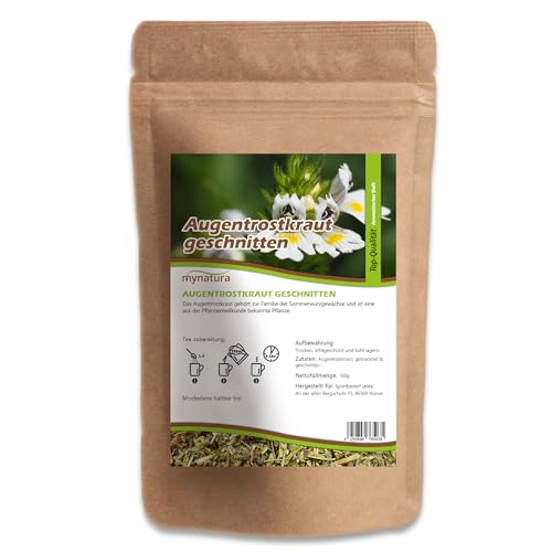 Mynatura Augentrostkraut getrocknet und geschnitten I Teezubereitungen I Natürliche Anwendungen I Augen I Vegan I Tee I Im Beutel 100g von mynatura