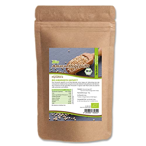 Mynatura Bio Amaranth gepufft I Naturprodukt I Ungesüßt I Rein pflanzlich I Getreide ähnlich I Glutenfrei I Müsli Topping I Natürlich I Im Beutel (1x 700g) von mynatura