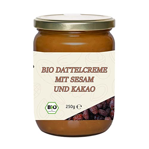 Mynatura Bio Dattelcreme mit Sesam und Kakao I Aufstriche I Tahin I Tahina I Nusscreme Kakao I Cremig I Brotaufstrich I Frühstück I Snack I Im Glas (2x 250g) von mynatura