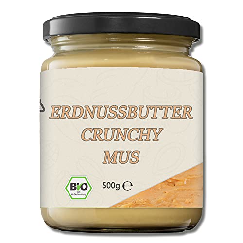 Mynatura Bio Erdnussbuttermus Crunchy I Crunchy-Peanut I Erdnussmus I Nussmus I Brotaufstrich I Snack I Vegan I Im Glas (2x 500g) von mynatura