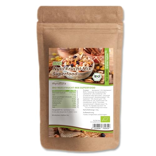 Mynatura Bio Frucht-Nuss Mix „Superfood“ I Mit Paranüssen I Fruchtmischung I Nussmischung I Fruit-Nut-Mix I Vorratspackung I Beutel (1000g) von mynatura