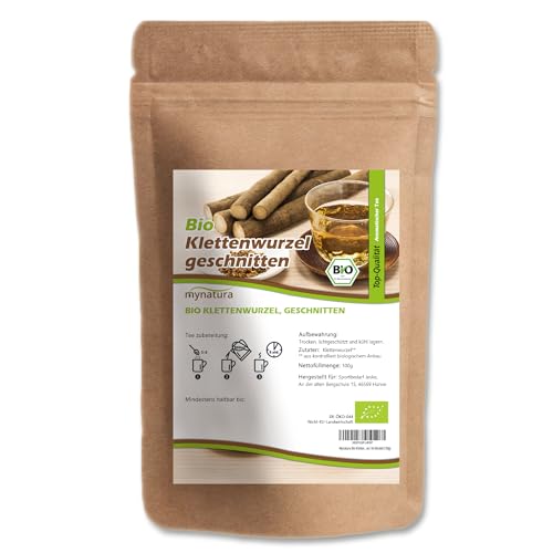 Mynatura Bio Klettenwurzel geschnitten I Klettenwurzeltee I Kräutertee I Naturprodukt I Tee I Wurzel-Tee I Im Beutel (100g) von mynatura