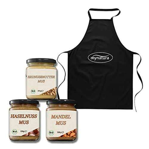 Mynatura Bio Mus-Set I Haselnussmus I Erdnusbuttermus I Mandelmus I Aufstrich I Nussmus I Mus I Kochen I Backen I 1500g (Set 1) von mynatura