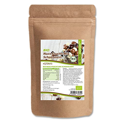 Mynatura Bio Nuss-Fruchtmischung schokoliert I Fruit-Nut-Mix I Früchte I Nüsse I In Schokolade I Snack I Nussmischung I Beutel (500g) von mynatura