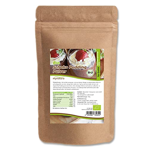 Mynatura Bio Schoko Pudding Pulver zum selbst anrühren I Schokolade I Kakao I Dessert I Feiner Schokoladen-Puding I Backen I Im Beutel (5x 100g) von mynatura