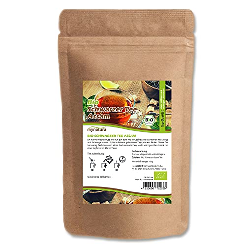 Mynatura Bio Schwarzer Assam Tee I Schwarzer Tee I Assamtee I Tee-Sorte I Naturprodukt I Indischer Tee I Im Beutel (100g) von mynatura