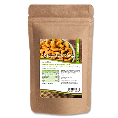 Mynatura Cashewkerne, geröstet mit CURRY und Salz I Nuss I Knabbern I Topping I Kochen I Backen I Snack I Vegan I Im Beutel (1x 1000g) von mynatura