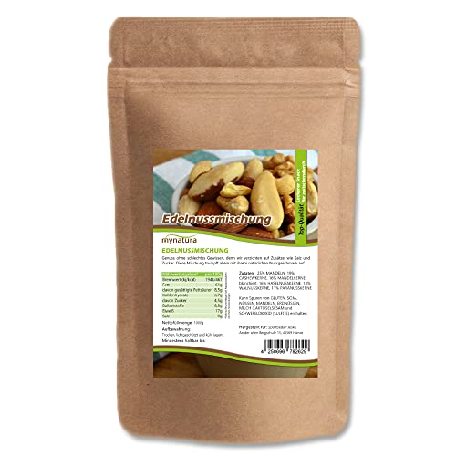 Mynatura Edelnussmischung I Mandelkerne I Walnüsse I Cashewnüsse I Paranüsse I Nusskerne I Nut-Mix I Knabbern I Studentenfutter I Im Beutel (1kg) von mynatura