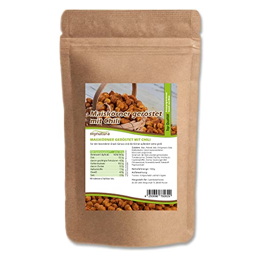 Mynatura Giant Corn Maiskörner geröstet mit CHILI I Getreide I Mais I Salzig I Snack I Vegan I Knusprig I Knabbern I Beutel (1x 1000g) von mynatura