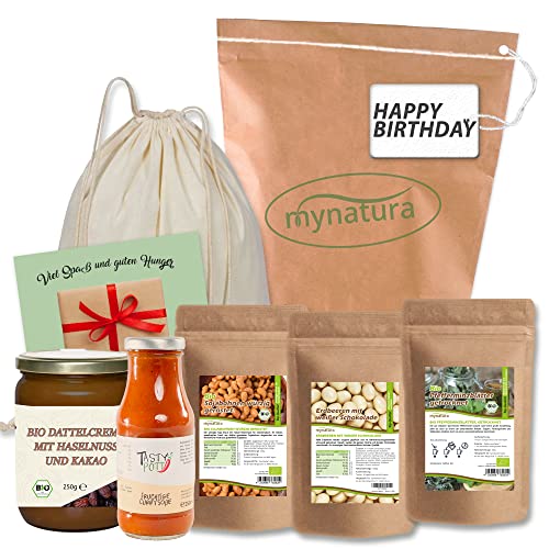 Mynatura Glückwunsch Set I Für verschiedene Anlässe – Zum Geburtstag, zu Weihnachten, Ostern, als Dankeschön, Happy Halloween oder zur Hochzeit I Leckereien Snack Schürze Karte (Happy Birthday) von mynatura