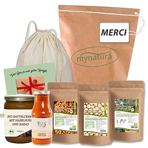 Mynatura Glückwunsch Set I Für verschiedene Anlässe – Zum Geburtstag, zu Weihnachten, Ostern, als Dankeschön, Happy Halloween oder zur Hochzeit I Leckereien Snack Schürze Karte (Merci) von mynatura