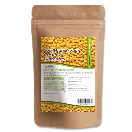 Mynatura High Protein Soja Crispies | 88% Eiweiß | Veganes Eiweiß | Plant based Protein | Soyaprotein | Sojabohne | Sojasnack | Vegan (1000g) von mynatura