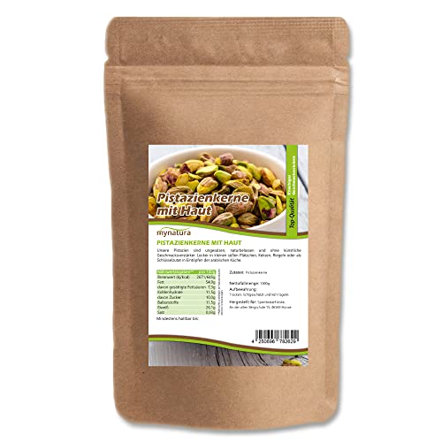 Mynatura Pistazienkerne, mit Haut I Pistazien I Snack I ohne Schale I Backen I Nussmischung I Vegan I Beutel (1x 1000g) von mynatura