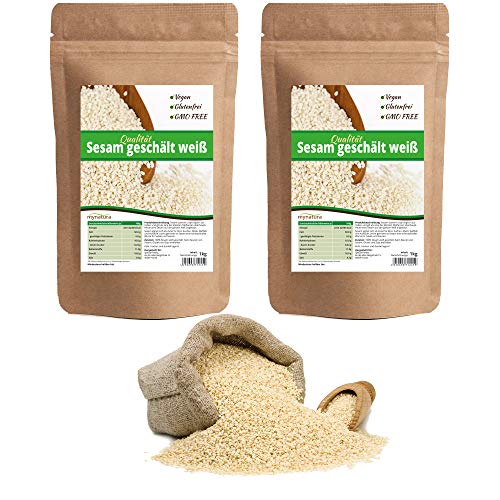 Mynatura Sesam geschält weiß 2x 1000g I Premium Qualität I Ohne Gentechnik I Vegan I Frei von Zusätzen I Kochen I Backen I Fitnessfood - 2x 1kg Beutel Mynatura Sesam geschält weiß 2x 1000g I Premium Qualität I Ohne Gentechnik I Vegan I Frei von Zusätzen I Kochen I Backen I Fitnessfood - 2x 1kg Beutel von mynatura