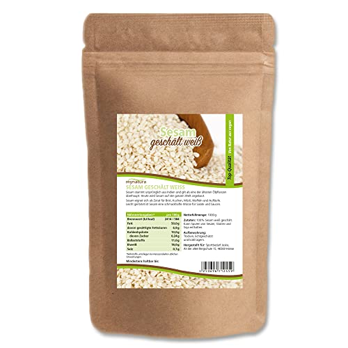 Mynatura Sesam weiß geschält, hohe Qualität ohne Gentechnik und natürlich, vegan und glutenfrei - 1kg Beutel Mynatura Sesam weiß geschält, hohe Qualität ohne Gentechnik und natürlich, vegan und glutenfrei - 1kg Beutel von mynatura