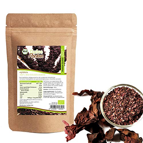 Mynatura Bio Dulse Flocken 100g I Lappen-Tang I Getrocknet I Algen I Wildsammlung I Rotalge I Eiweiß I Rohkostqualität I DE-ÖKO-044 I (100g) von mynatura