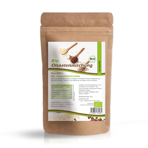 mynatura Bio Ölsaatenmischung – Sonnenblumenkerne, Leinsamen & Sesam – Nährstoffreich & ballaststoffreich – Vegan, glutenfrei, ohne Zusatzstoffe – Ideal für Frühstück, Backen & Salate – Bio (1000g) von mynatura
