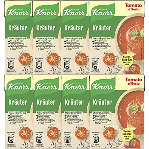 Knorr Tomato al Gusto Kräuter Basis für Pasta und Pizza 370g 8er Pack von n.v.