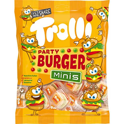Trolli Party Burger Minis aus Schaumzucker und Fruchtgummi 170g von n.v.