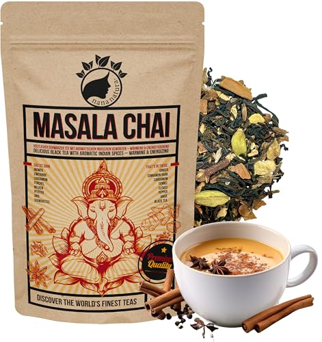 NanaNatura's Masala Chai Tee 100g | perfekt für Chaitee oder Chai-Latte mit Milch | 100% natürlich | köstlicher Schwarztee mit aromatischen indischen Gewürzen | wärmend & energetisierend NanaNatura's Masala Chai Tee 100g | perfekt für Chaitee oder Chai-Latte mit Milch | 100% natürlich | köstlicher Schwarztee mit aromatischen indischen Gewürzen | wärmend & energetisierend von nananatura