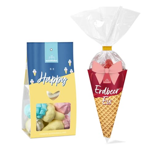 2er-Set Erdbeer Eis Candytüte und Be Happy Marshmallows | Für Sommerpartys und Grillabende | Saure Fruchtgummis und Marshmallows | Mit Erdbeer- und Vanillegeschmack | Sommer Geschenk 2er-Set Erdbeer Eis Candytüte und Be Happy Marshmallows | Für Sommerpartys und Grillabende | Saure Fruchtgummis und Marshmallows | Mit Erdbeer- und Vanillegeschmack | Sommer Geschenk von naschlabor