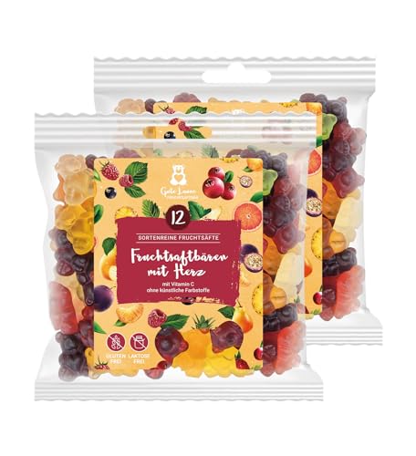 2er Set Fruchtsaftbären mit Herz | sortenreine Fruchtsäfte | Ohne künstliche Farbstoffe und Geschmacksverstärker | Gluten- und Laktosefrei | 12 Fruchtsorten | süßes Geschenk 2er Set Fruchtsaftbären mit Herz | sortenreine Fruchtsäfte | Ohne künstliche Farbstoffe und Geschmacksverstärker | Gluten- und Laktosefrei | 12 Fruchtsorten | süßes Geschenk von naschlabor