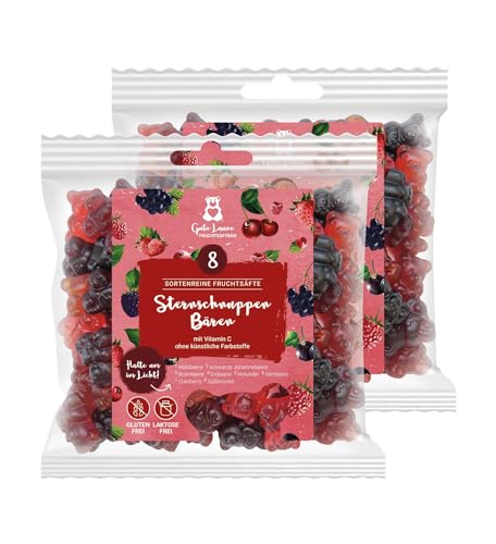 2er Set Gute Laune Fruchtsaftbär |Rote Sternschnuppen | 20% sortenreine Fruchtsäfte | Ohne künstliche Farbstoffe und Geschmacksverstärker| Gluten- und Laktosefrei von naschlabor