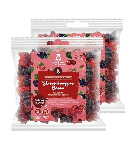 2er Set Gute Laune Fruchtsaftbär |Rote Sternschnuppen | 20% sortenreine Fruchtsäfte | Ohne künstliche Farbstoffe und Geschmacksverstärker| Gluten- und Laktosefrei 2er Set Gute Laune Fruchtsaftbär |Rote Sternschnuppen | 20% sortenreine Fruchtsäfte | Ohne künstliche Farbstoffe und Geschmacksverstärker| Gluten- und Laktosefrei von naschlabor