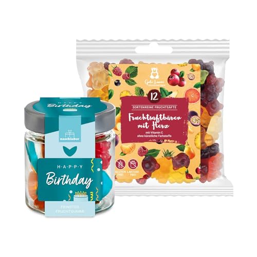 2er-Set Happy Birthday-Paket | Geschenk zum Geburtstag | Bundle zum Verschenken | Leckere Gummibärchen für Freunde, Familie oder Kollegen | Perfekt für jede Geburtstagsfeier 2er-Set Happy Birthday-Paket | Geschenk zum Geburtstag | Bundle zum Verschenken | Leckere Gummibärchen für Freunde, Familie oder Kollegen | Perfekt für jede Geburtstagsfeier von naschlabor