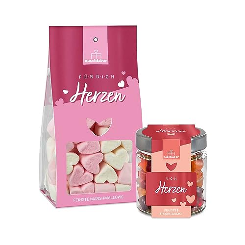 2er-Set Liebes Duo | Leckere Fruchtgummis und Marshmallows im Set | Verschenke Liebe | Von Herzen Fruchtgummis | Für Dich Herzen Marshmallows von naschlabor