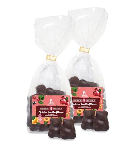 2er Set Schoko Fruchtsaftbären mit Zartbitterschokolade | 12 sortenreine Fruchtsäfte | Ohne künstliche Farbstoffe und Geschmacksverstärker | Perfekte Kombination aus Frucht und Schokolade 2er Set Schoko Fruchtsaftbären mit Zartbitterschokolade | 12 sortenreine Fruchtsäfte | Ohne künstliche Farbstoffe und Geschmacksverstärker | Perfekte Kombination aus Frucht und Schokolade von naschlabor