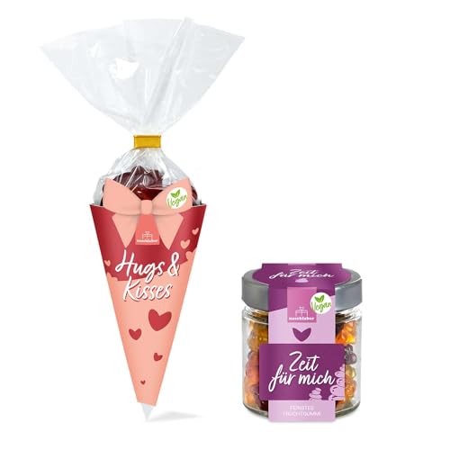 2er Set vegane Fruchtgummis Hugs & Kisses 100g und Vegan Zeit für mich 120g | Liebe zum Verschenken | Selfcare | Geschenk für deine Liebsten | Vegane Nascherei | Perfekt für Entspannungsmomente 2er Set vegane Fruchtgummis Hugs & Kisses 100g und Vegan Zeit für mich 120g | Liebe zum Verschenken | Selfcare | Geschenk für deine Liebsten | Vegane Nascherei | Perfekt für Entspannungsmomente von naschlabor