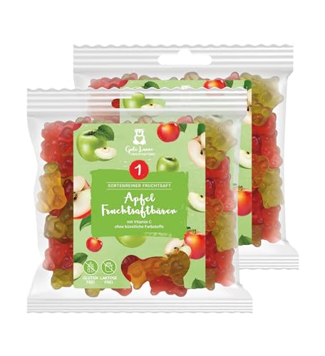 2er Sets Apfel Fruchtsaftbären Gute Laune | Apfel | 20% sortenreine Fruchtsäfte | Ohne künstliche Farbstoffe und Geschmacksverstärker| Gluten- und Laktosefrei von naschlabor