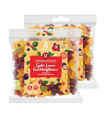 2er Sets Gute Laune Fruchtsaftbären |Kleine Bären| 20% sortenreine Fruchtsäfte | Ohne künstliche Farbstoffe und Geschmacksverstärker| Gluten- und Laktosefrei von naschlabor