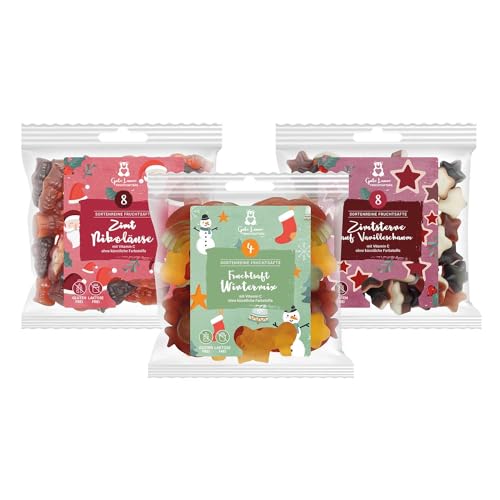 3er-Set Fruchtsaftbären Mix Weihnachten 450g | Weihnachtsset Gummibärchen | 3 leckere Sorten Fruchtgummis zum naschen oder verschenken | Perfekt für die Weihnachtszeit von naschlabor