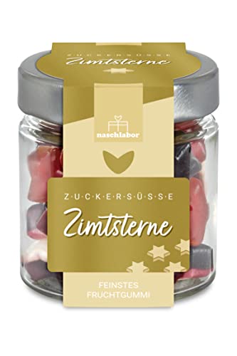 8 Stück Zuckersüße Zimtsterne mit Vanilleschaum 120g | Große Verpackung | Gummibärchen als Zimtstern | Geschenk für Weihnachten | Süße Zimtsterne von naschlabor