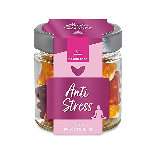 Anti Stress Fruchtgummis | Deine Portion Gummibärchen gegen den Stress | Nervennahrung fürs Büro oder die Uni | Geschenkglas | Anti Stress Gummibärchen im Geschenkglas von naschlabor