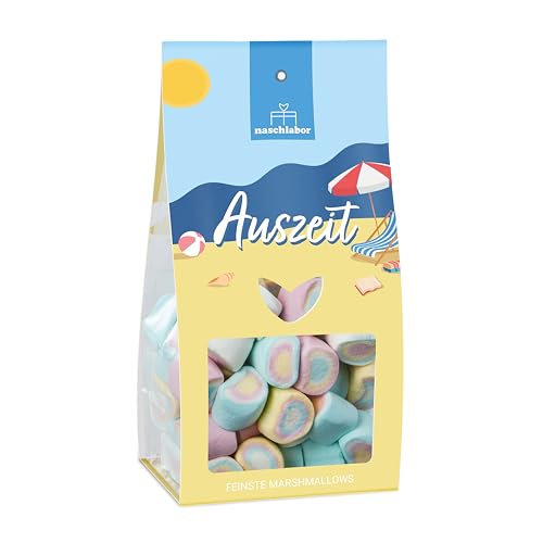 Auszeit Marshmallows 90g | Bunte, luftige Marshmallows mit Vanille-Geschmack | Sommerliches Geschenk für Entspannung & Genuss | Süße Auszeit für Strand- und Urlaubsgefühle Auszeit Marshmallows 90g | Bunte, luftige Marshmallows mit Vanille-Geschmack | Sommerliches Geschenk für Entspannung & Genuss | Süße Auszeit für Strand- und Urlaubsgefühle von naschlabor