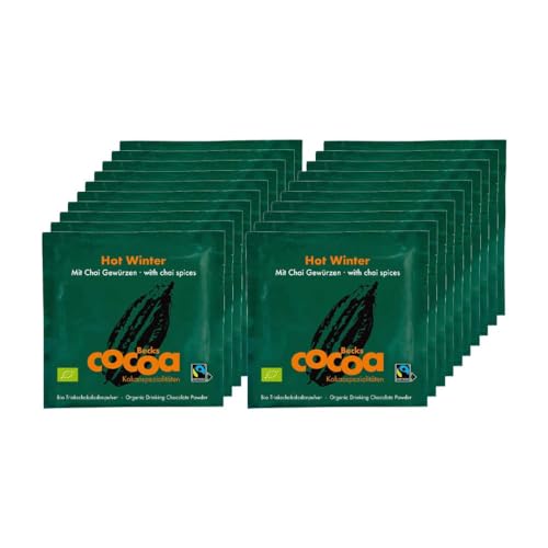 Becks Cocoa Trinkschokolade Hot Winter 25g | aus biologischem Anbau | veganer Kakao | mit Chai Gewürzen | 50% Kakao Anteil | Für kalte Tage | 20 Stück Becks Cocoa Trinkschokolade Hot Winter 25g | aus biologischem Anbau | veganer Kakao | mit Chai Gewürzen | 50% Kakao Anteil | Für kalte Tage | 20 Stück von naschlabor