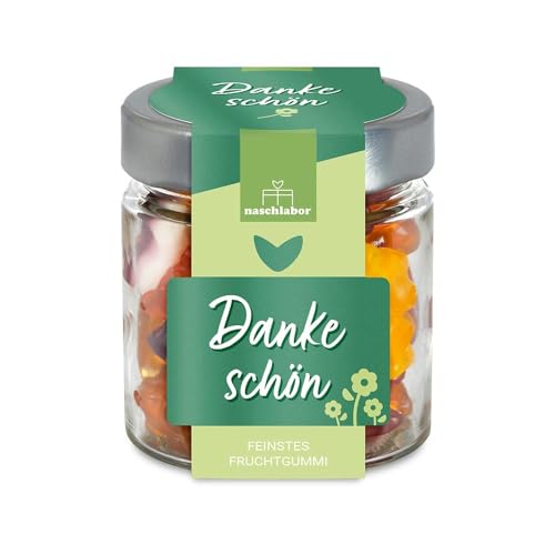 Dankeschön Fruchtgummis | Das kleine "Dankeschön" für Frauen, Männer, Familie, Freunde, Nachbarn oder Kollegen | Danke sagen Süßigkeiten-Geschenk Glas von naschlabor