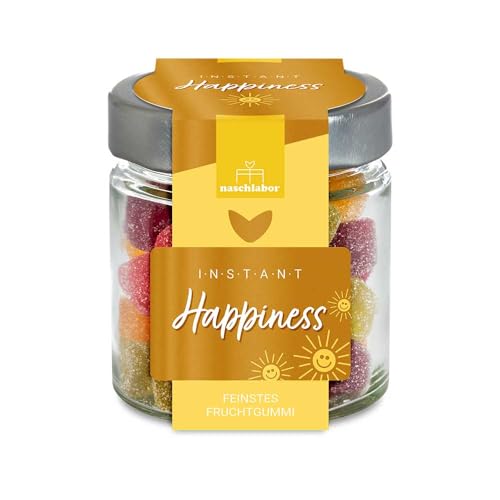 Instant Happiness Geschenkglas 120g | Glücks-Gummibärchen | Schnelles Glück aus einem Glas gefällig? | Geschenk | saure Gummibärchen | Freude verschenken | Mitbringsel Party Geschenk Instant Happiness Geschenkglas 120g | Glücks-Gummibärchen | Schnelles Glück aus einem Glas gefällig? | Geschenk | saure Gummibärchen | Freude verschenken | Mitbringsel Party Geschenk von naschlabor