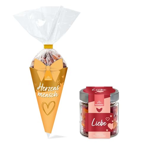 Liebe 2er Set Gummibärchen Herzensmensch + Liebe Fruchtgummi | Geschenk für Partner | Geschenk Valentinstag | Geschenk für Freund oder Freundin von naschlabor