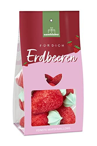Marshmallowtüte Erdbeere | Fluffig weiche Marshmallows in Erdbeerform für den Sommer | Zum Verschenken, selbst Naschen oder Dekorieren | Erdbeer Marshmallows von naschlabor