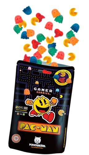 Powerbeärs Gamer Gummies | 2er-Set PAC-MAN Fruchtgummi | 2x125g | Gummibärchen mit 20% Fruchtsaft und Vitaminen in Pac-Man-Formen | Retro Snack für Gaming-Fans | Gamer Geschenk mit Nostalgie-Charakter von naschlabor