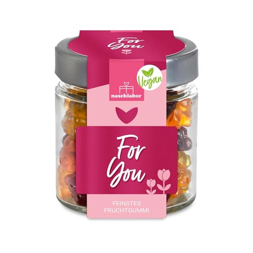 Vegan For You Fruchtgummis | 20% sortenreine Fruchtsäfte | Vegan | Ohne künstliche Farbstoffe und Geschmacksverstärker| Gluten- und Laktosefrei | Schönes Geschenk für Veganer und Vegetarier von naschlabor